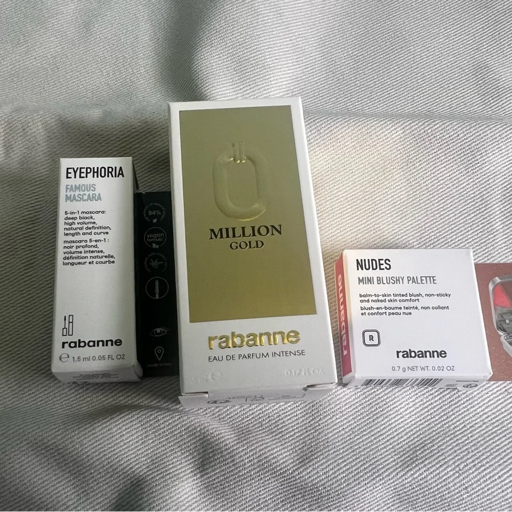 Rabanne Tote Bag with Perfume Sample, Mascara $ Blush Sample